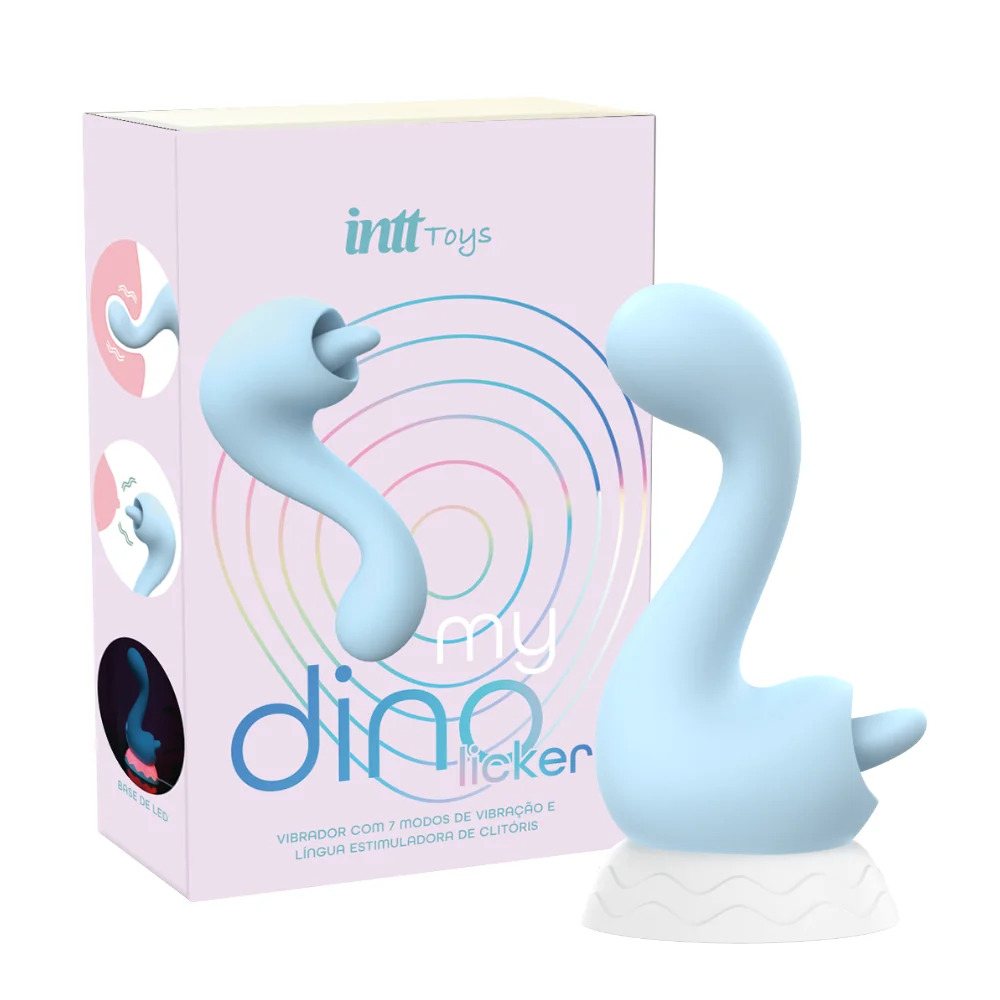 MY DINO LICKER VIBRADOR EM FORMATO DE DINOSSAURO COM 7 MODOS DE VIBRAÇÃO E LINGUA ESTIMULADORA - INTT