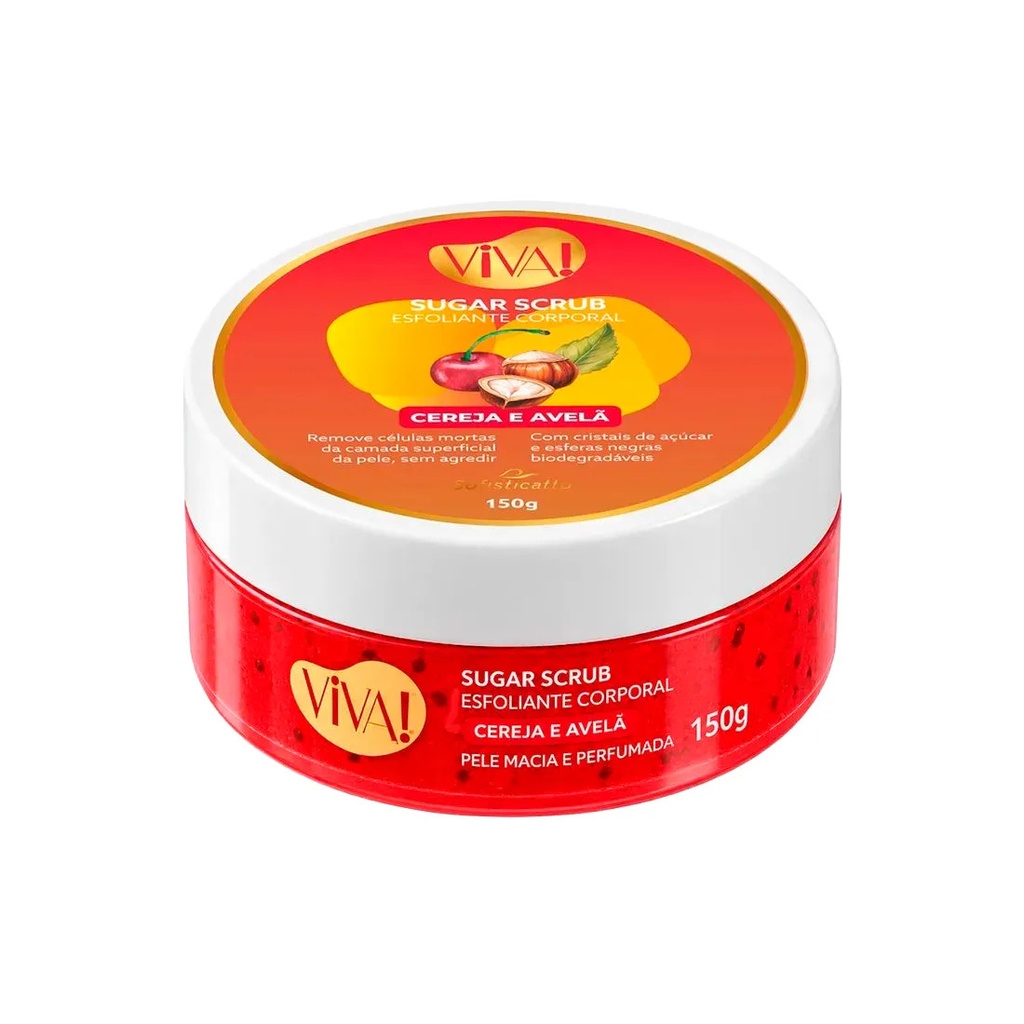 ESFOLIANTE CORPORAL SUGAR SCRUB CEREJA E AVELÃ COLEÇÃO VIVA! 150G - SOFISTICATTO