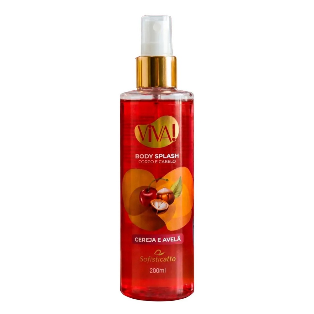BODY SPLASH CEREJA E AVELÃ PARA CORPO E CABELO COLEÇÃO VIVA! 200ML - SOFISTICATTO