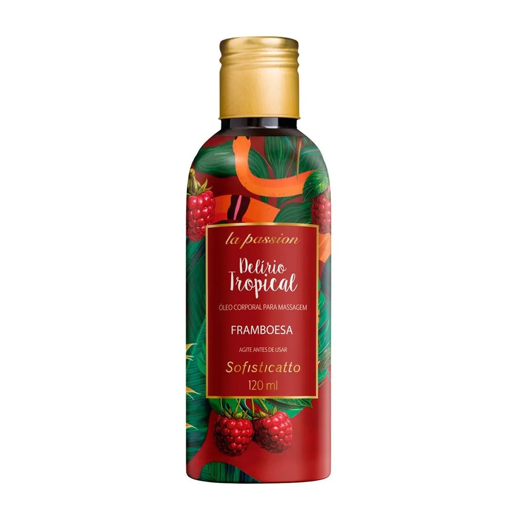 ÓLEO CORPORAL PARA BANHO E MASSAGEM FRAMBOESA DELÍRIO TROPICAL 120ML - SOFISTICATTO