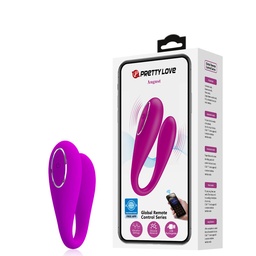 [000236] VIBRADOR DE CASAL COM 12 MODOS DE VIBRAÇÃO CRONTROLADO POR BLUETOOTH – PRETTY LOVE CD018