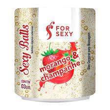 [000311] SEXY BALLS MORANGO E CHAMPANHE 3 UNIDADES - FORSEXY