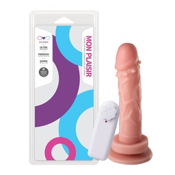 [000530] PRÓTESE COM VIBRO EXTERNO VENTOSA E CERDAS MASSAGEADORAS 17X3,5CM BEGE - SSV007V