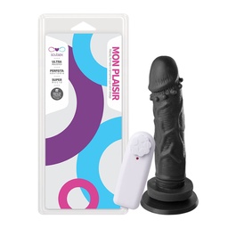 [000533] PRÓTESE COM VIBRO EXTERNO VENTOSA E CERDAS MASSAGEADORAS 16,5X3,5CM PRETO - SSV035VP