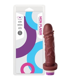 [000540] PRÓTESE COM VIBRO INTERNO E CERDAS MASSAGEADORAS 16,5 X 3,5CM CHOCOLATE - SOULSEX SS035CH